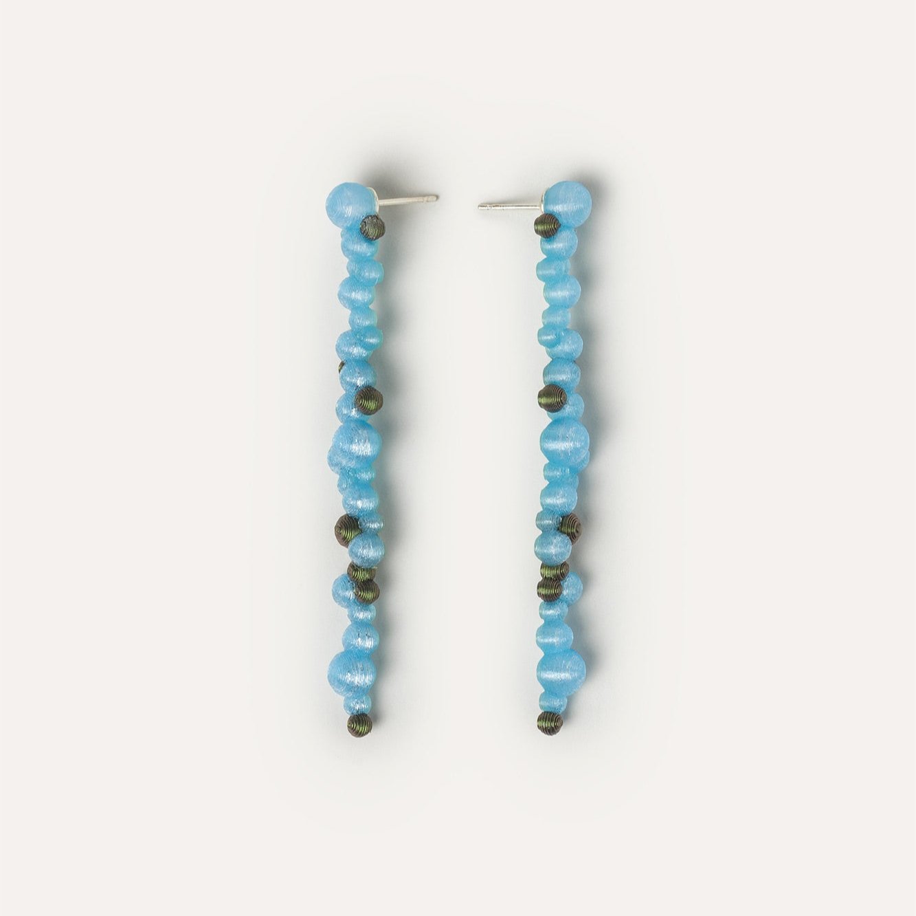 Blue Bubbles Long Vegan Earrings 3D