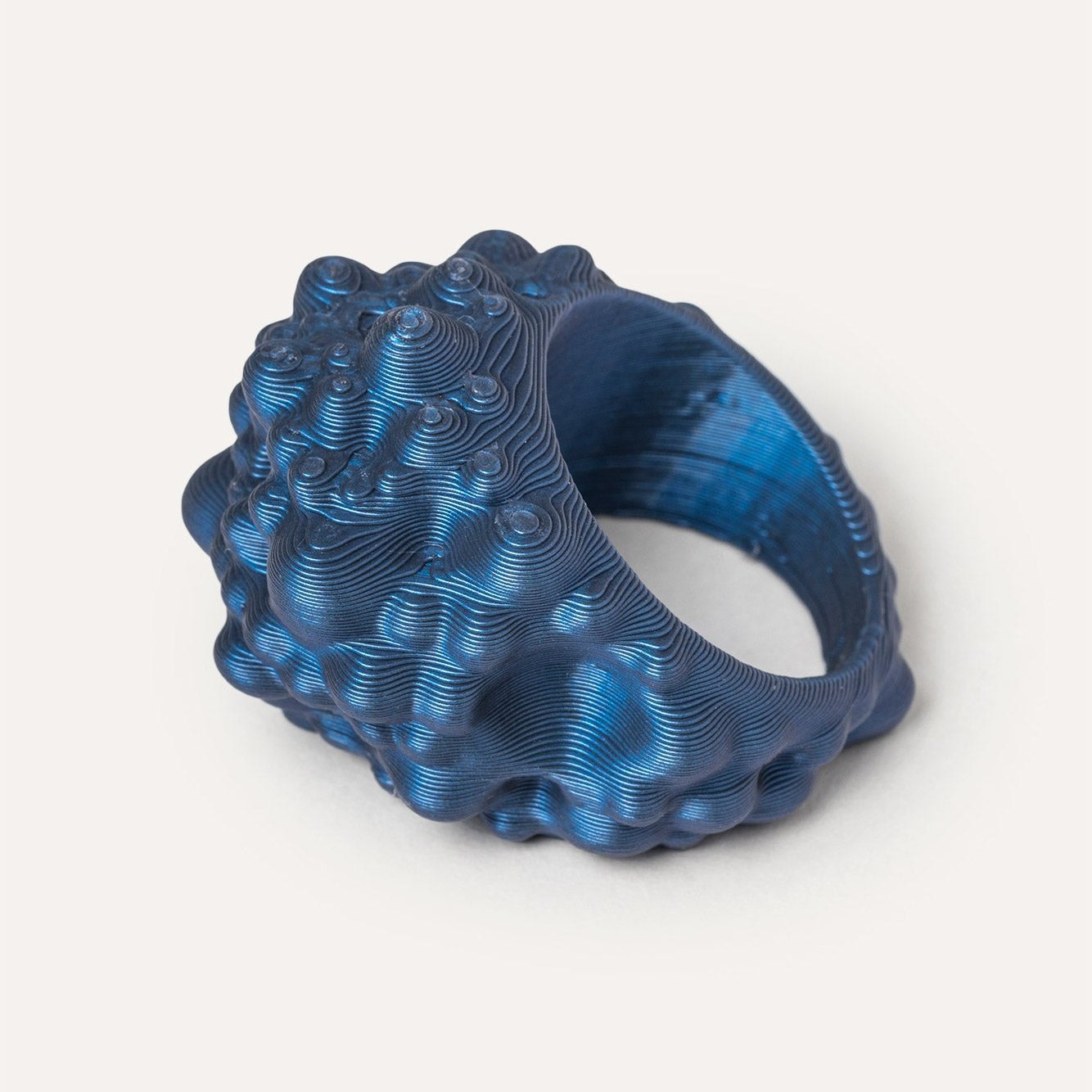 blue organic vegan ring 3d printed side