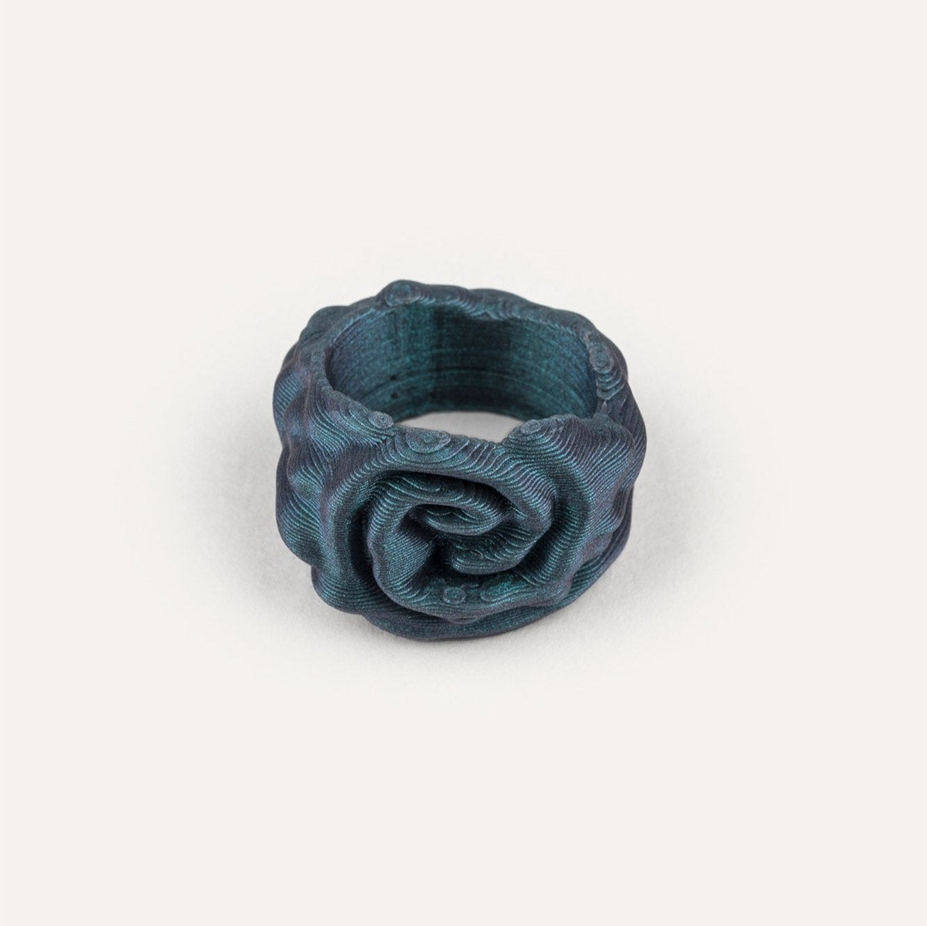 Dark Blue Rose Bendita Organic Vegan Ring 3D