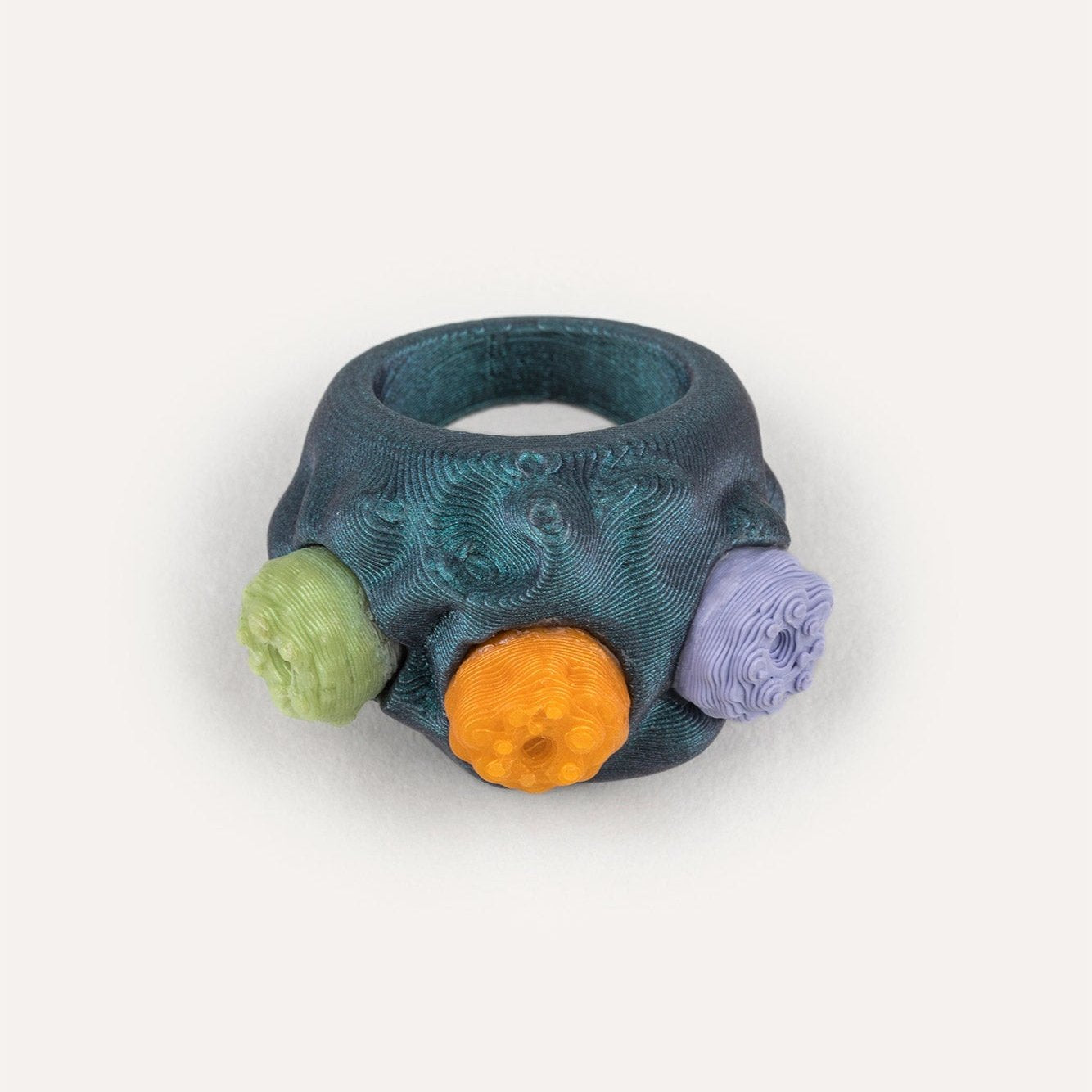 dark blue beads multicolor vegan ring 3d printed