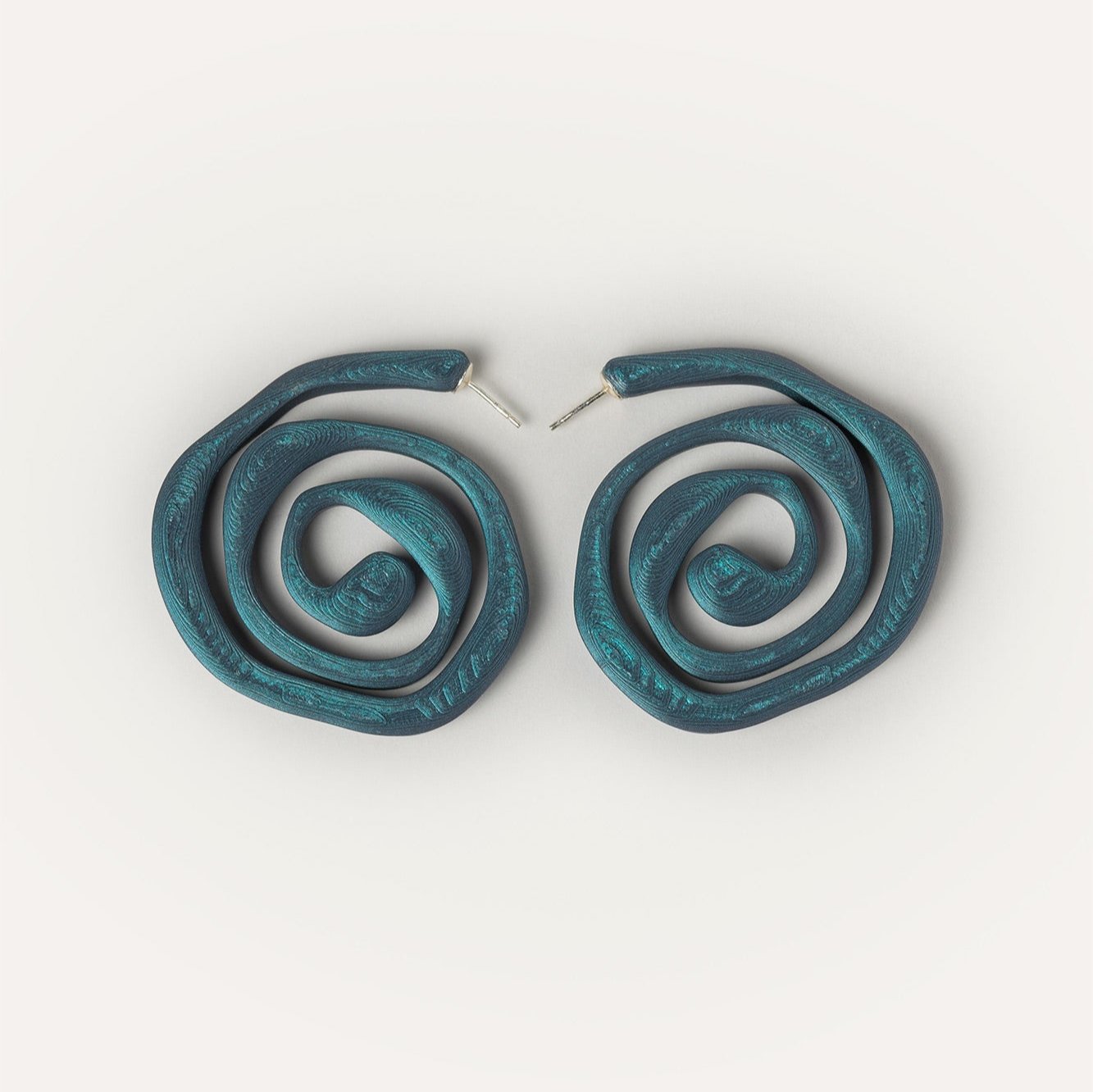 DARK BLUE SPIRAL VEGAN EARRING 3D
