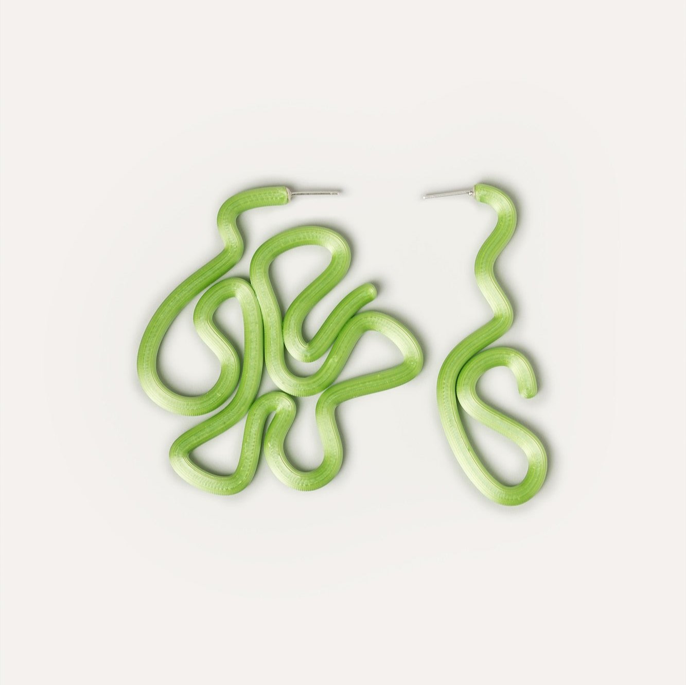 Green Organic Big Vegan Earrings 3D