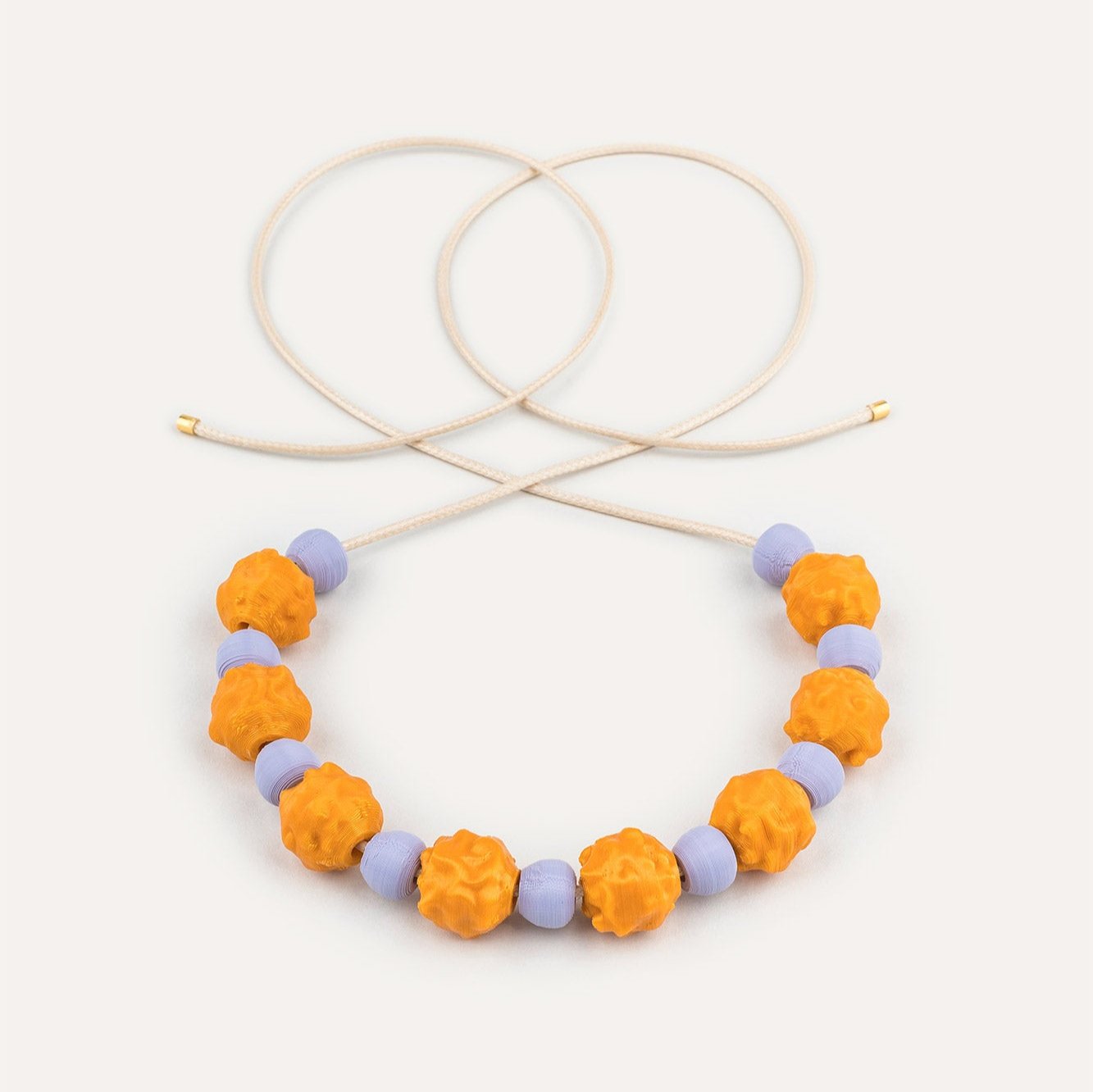 orange lilac beads organic vegan necklace 3d printed