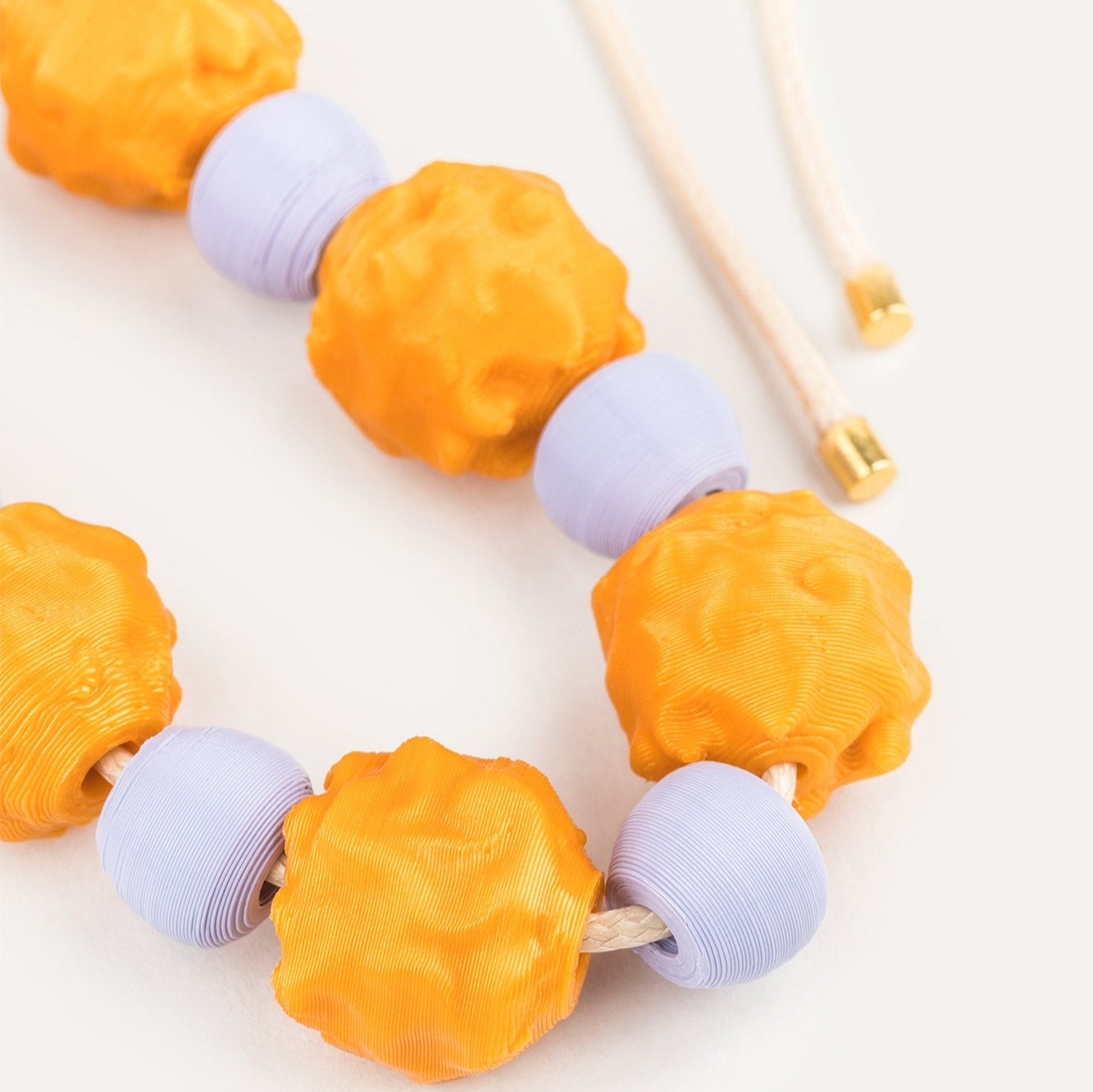 orange lilac beads oranic vegan 3d printed detail
