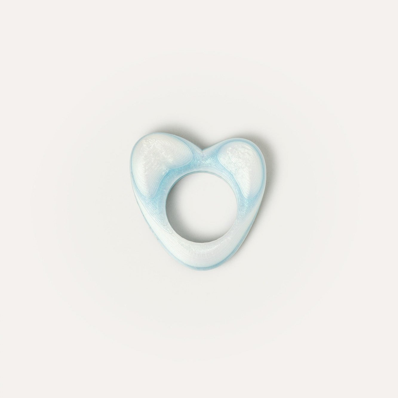 White Blue Heart Vegan Ring 3D