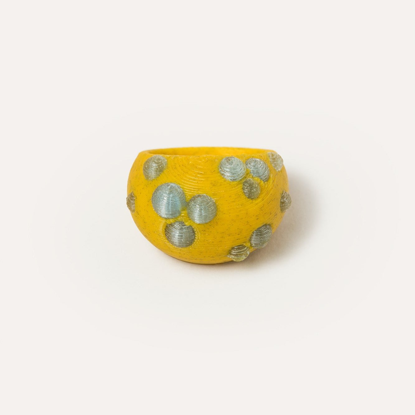 Yellow Blue Bubbles Vegan Ring 3D