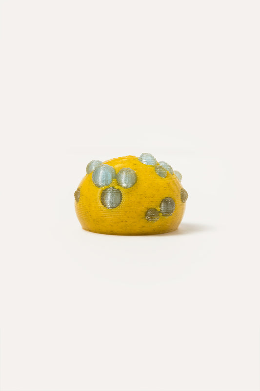 Yellow Blue Bubbles vegan ring 3D