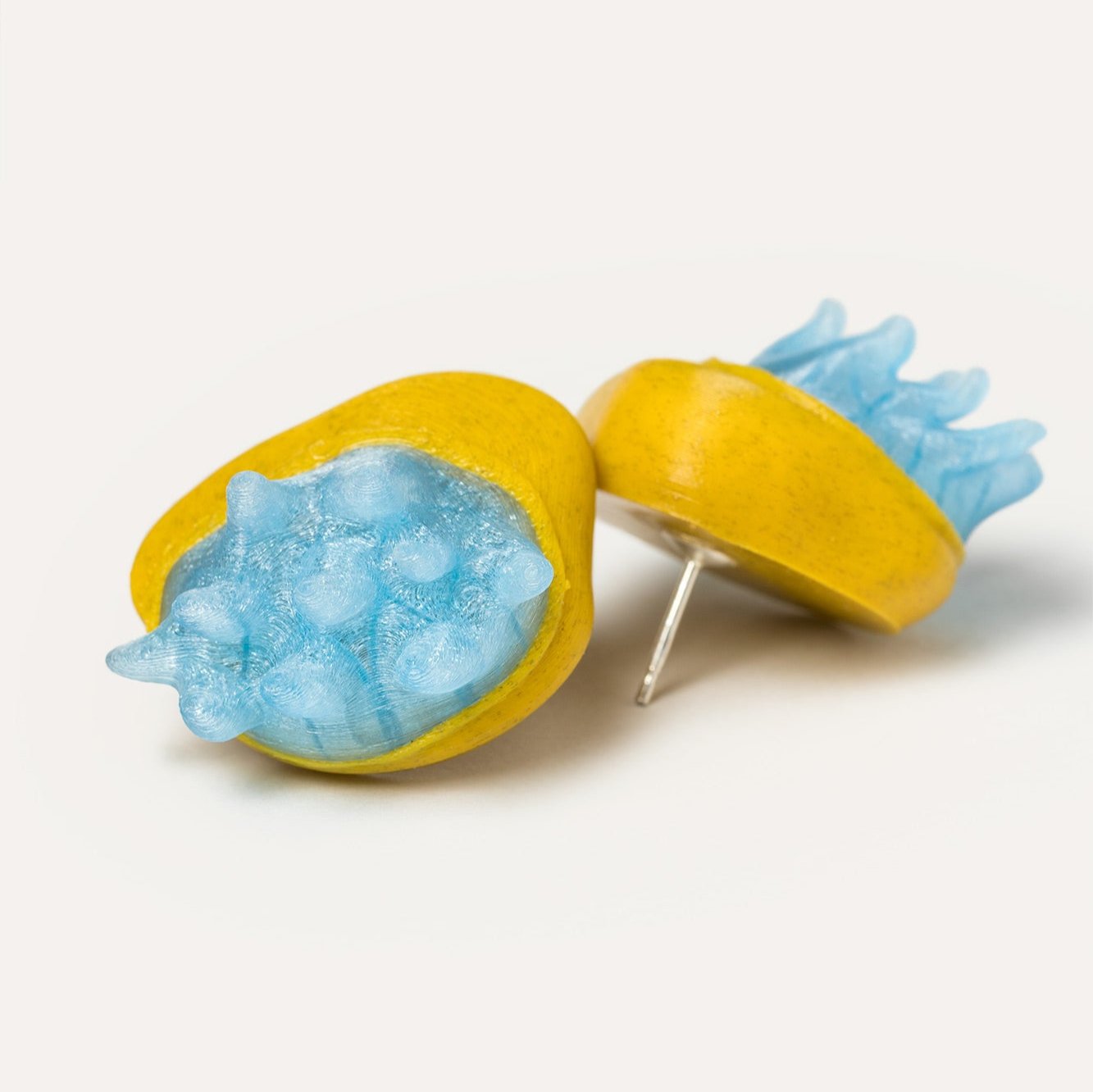 yellow blue sea vegan earrings