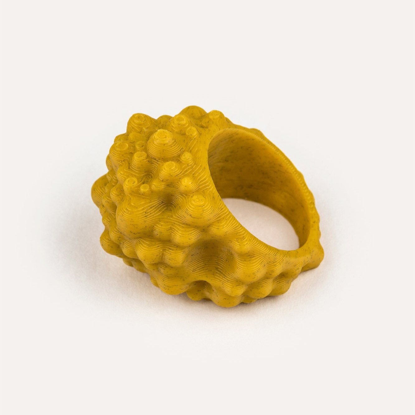Yellow organic vegan ring 3D Side