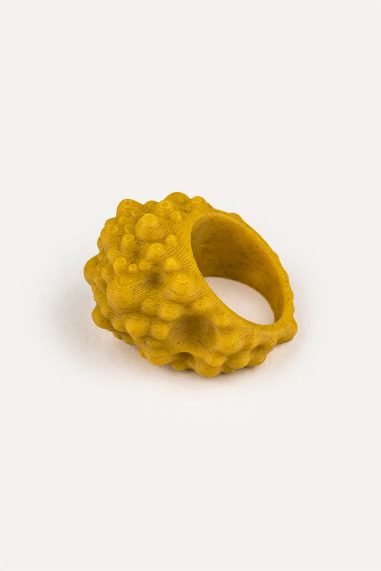 Yellow organic vegan ring 3D Side