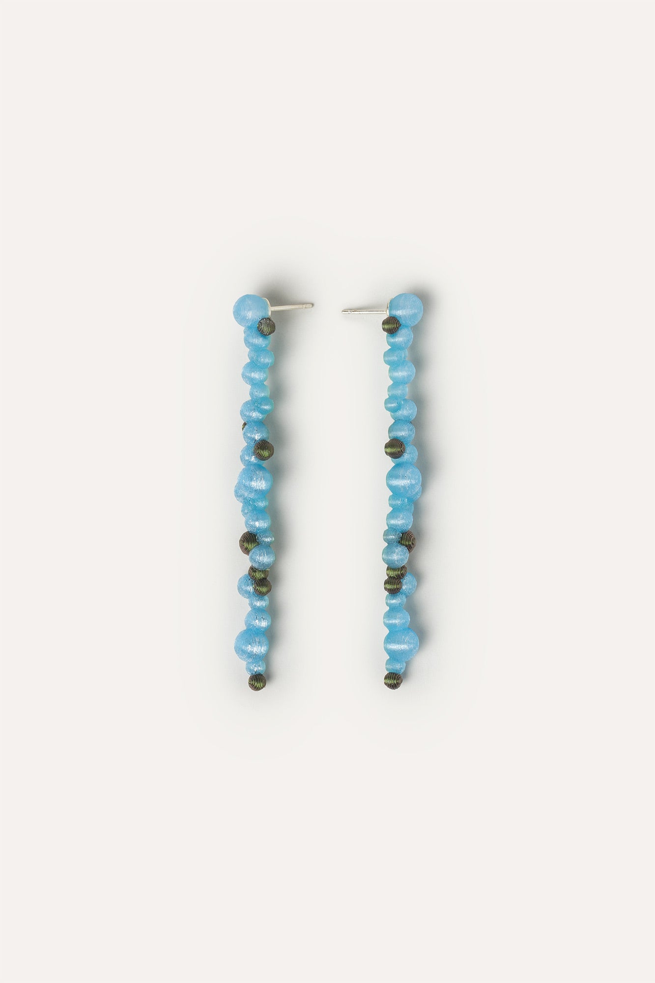 Blue Bubbles Long Vegan Earrings 3D