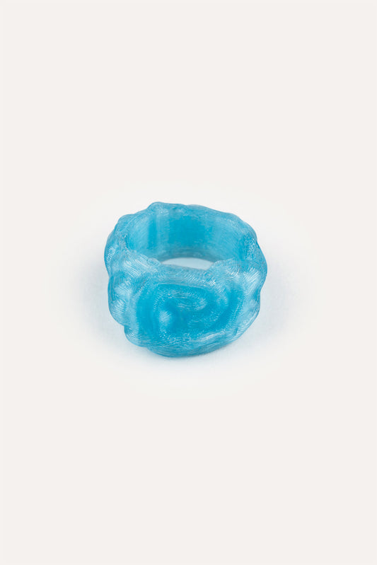 Blue Flower Organic Vegan Ring 3D