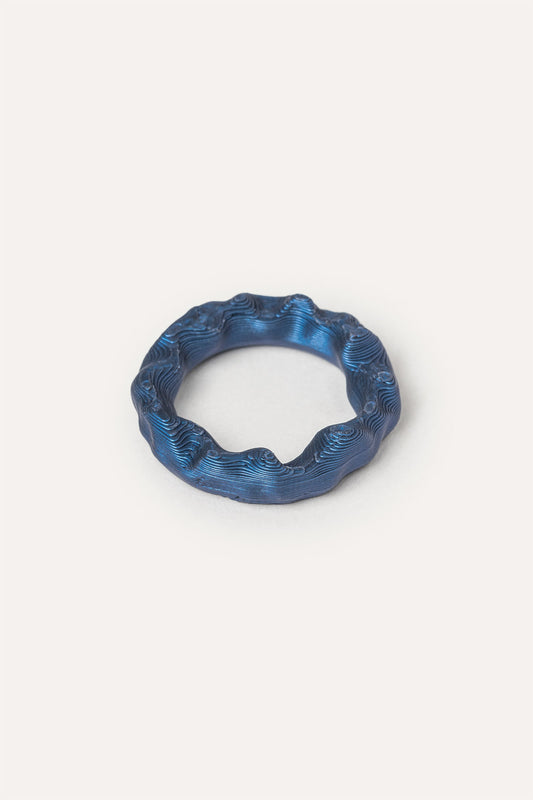 Blue organic thin vegan ring 3f printed