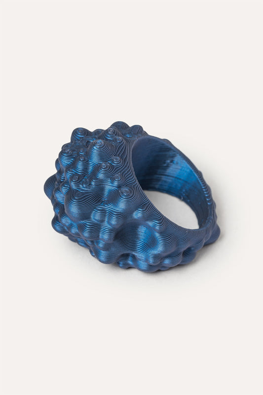 blue organic vegan ring 3d printed side