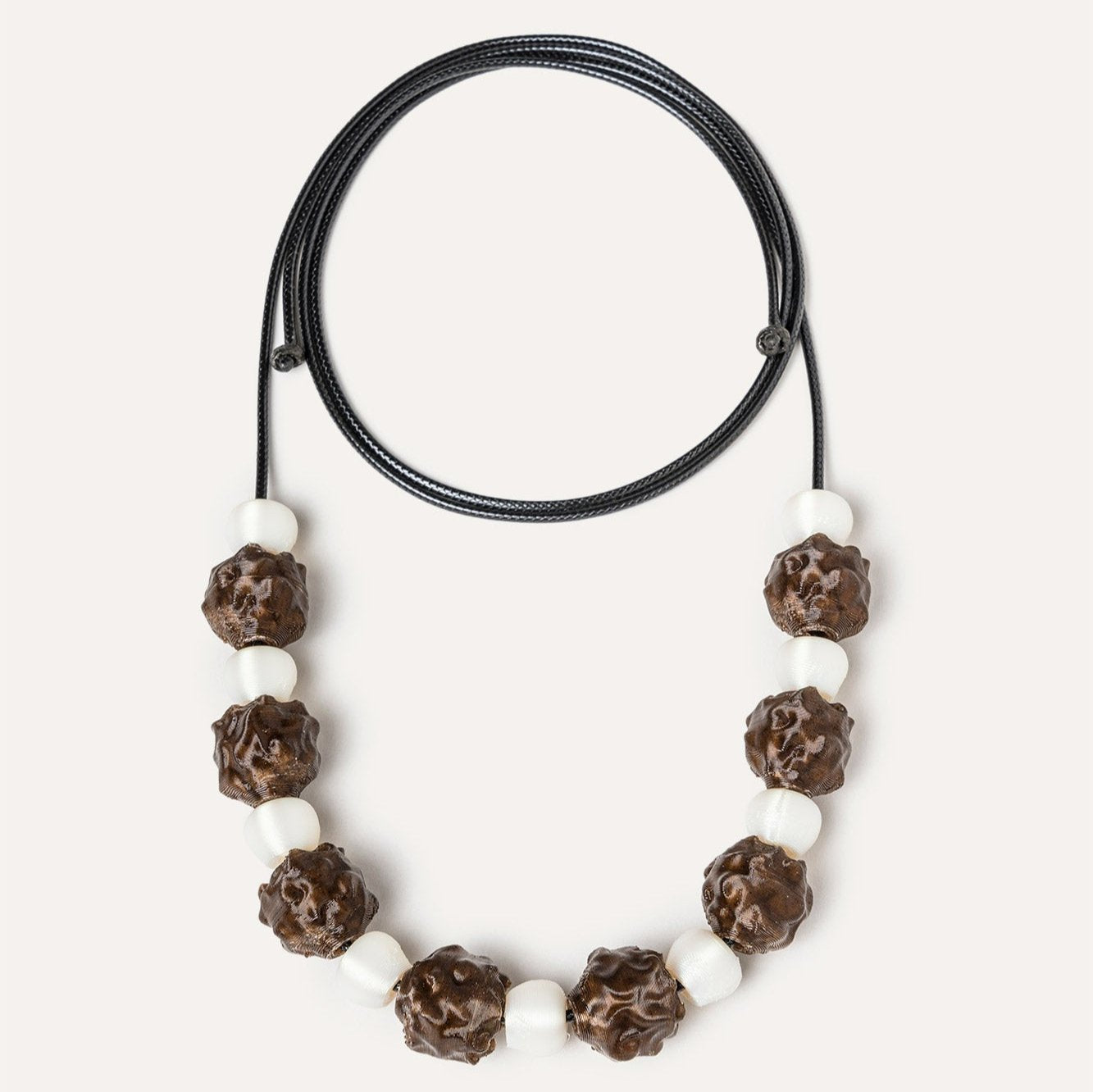 Brown white beads vegan necklace 3d