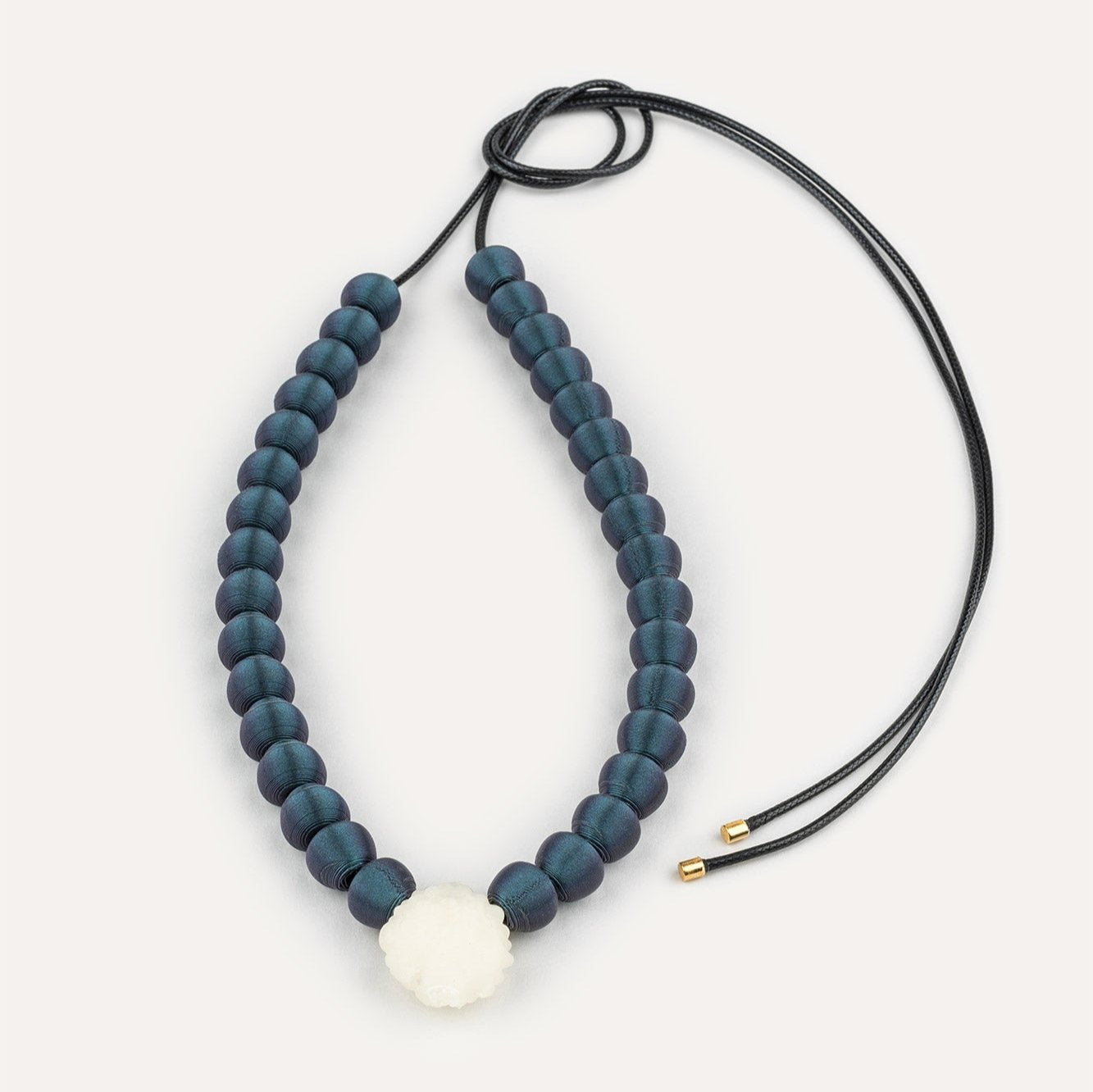 Dark Blue Organic Beads Necklace 3d