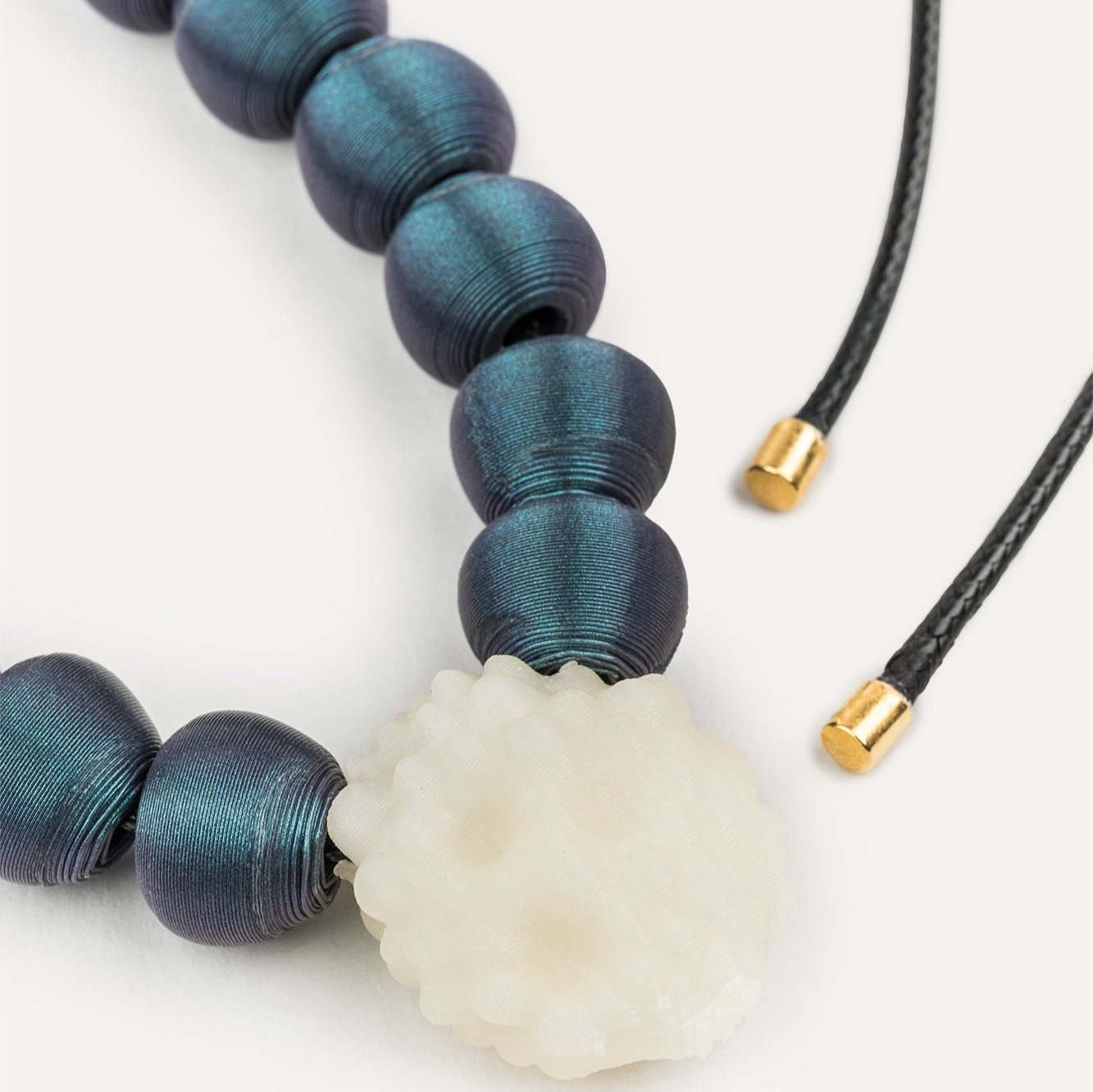 Dark Blue Organic Beads Necklace 3D