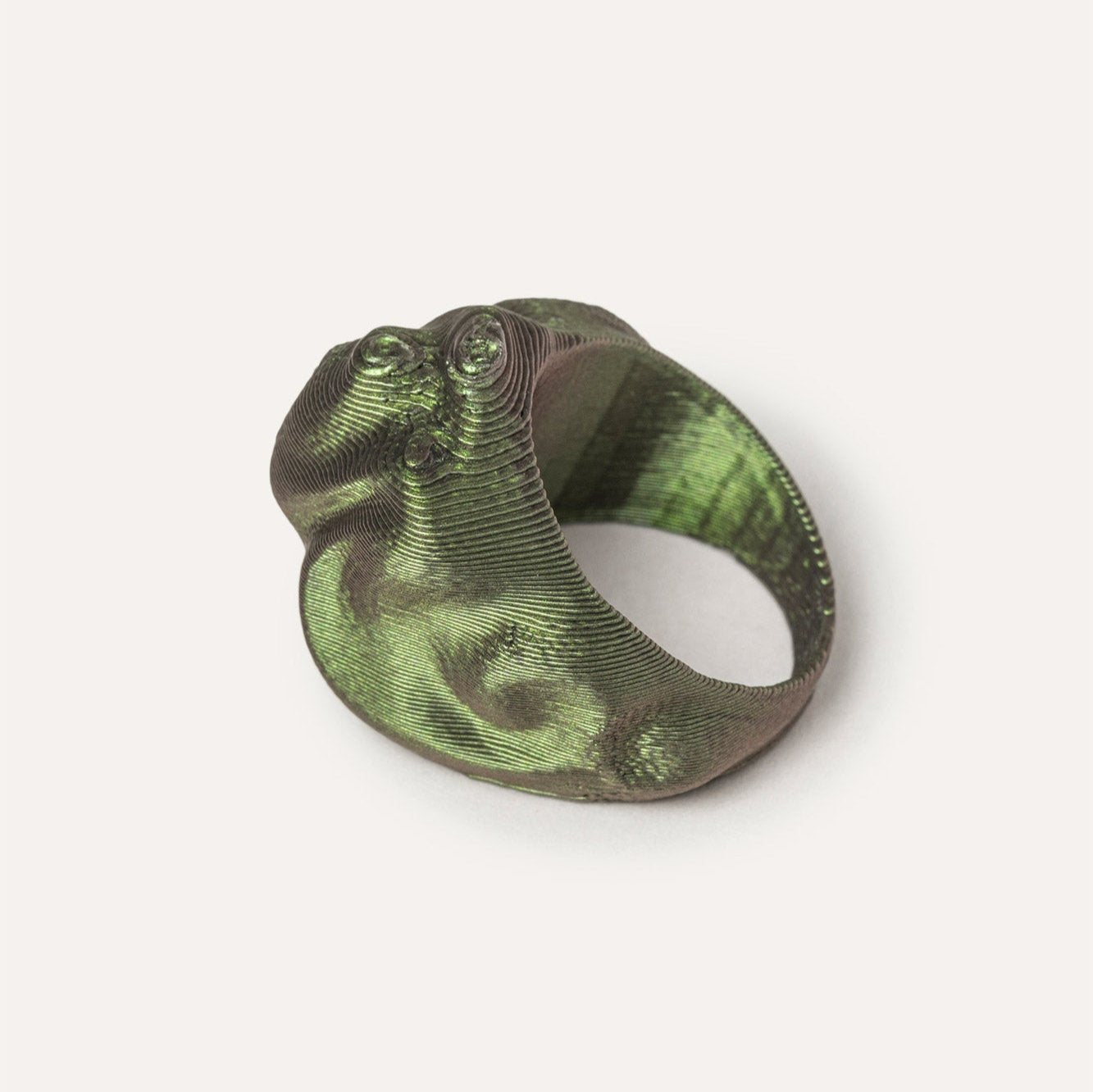 Green rock vegan ring 3d Side