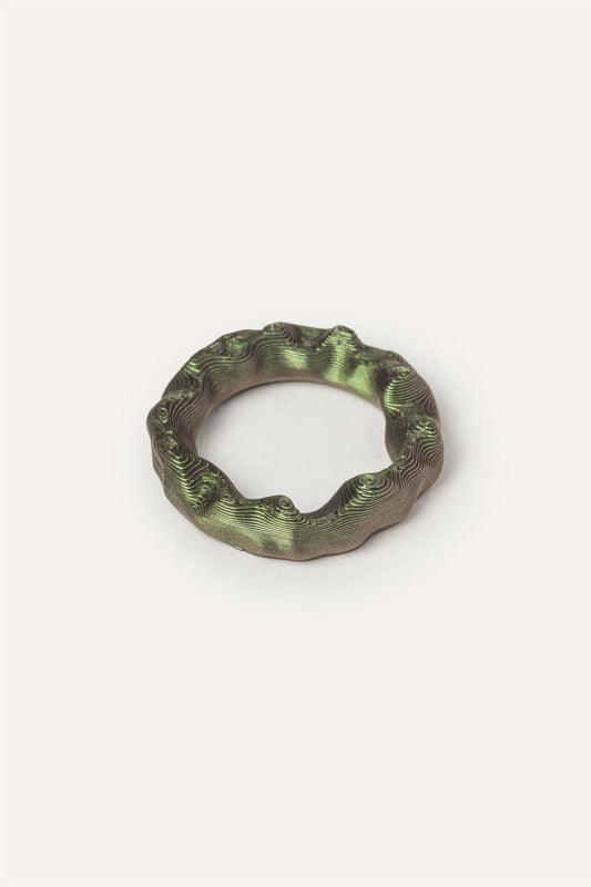 Green thin vegan ring 3d printed