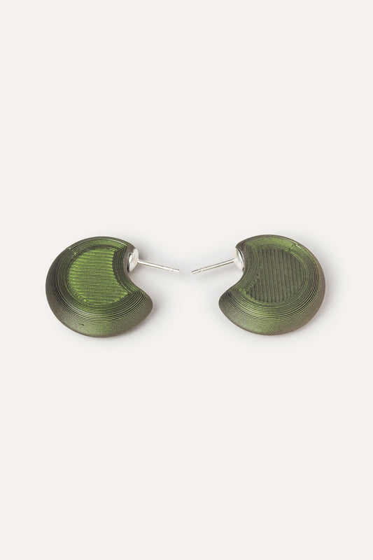 green vegan earrings 3d printed 