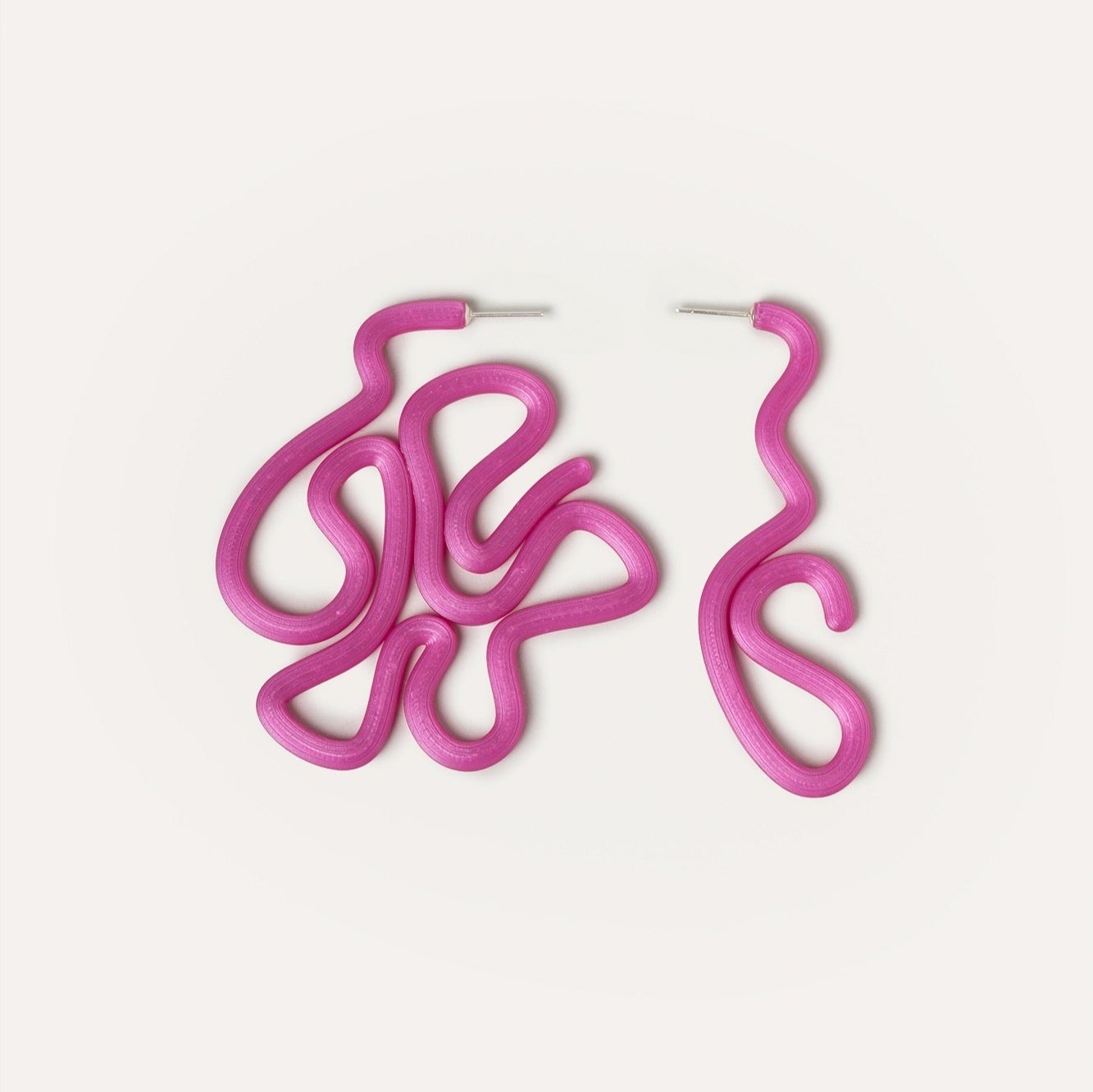 Pink Organic Big Vegan Earrings 3D