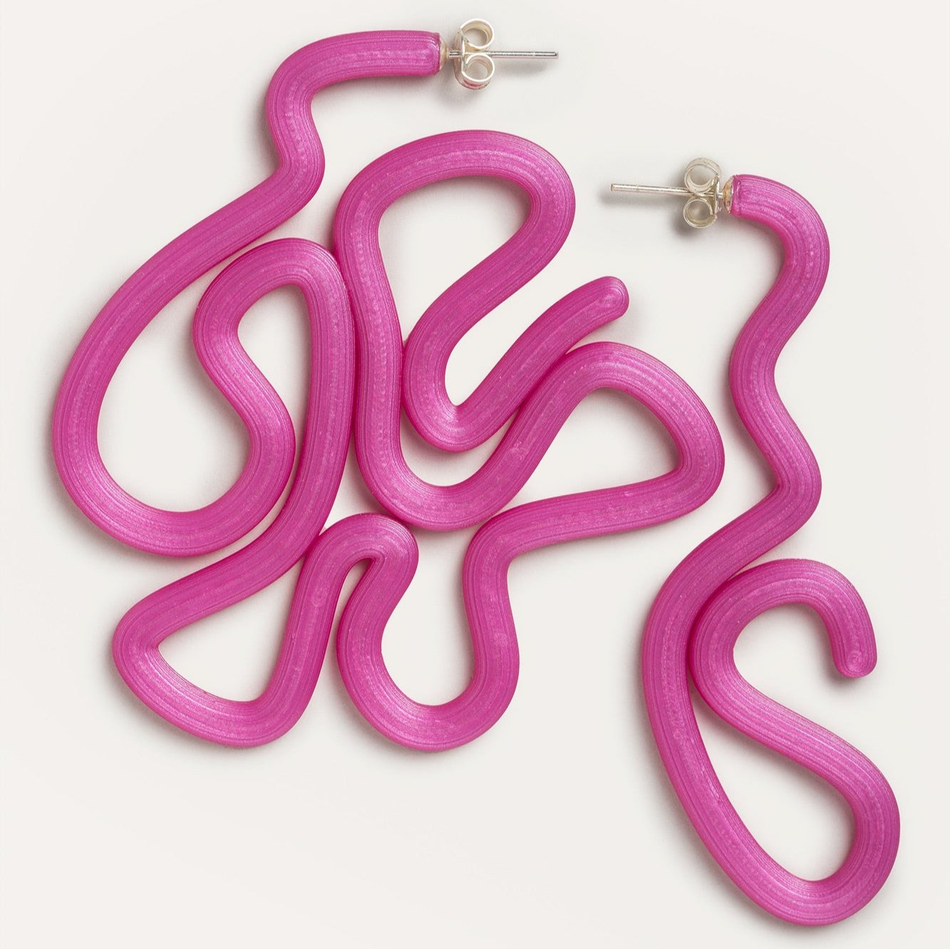 Pink Organic Big Vegan Earrings 3D