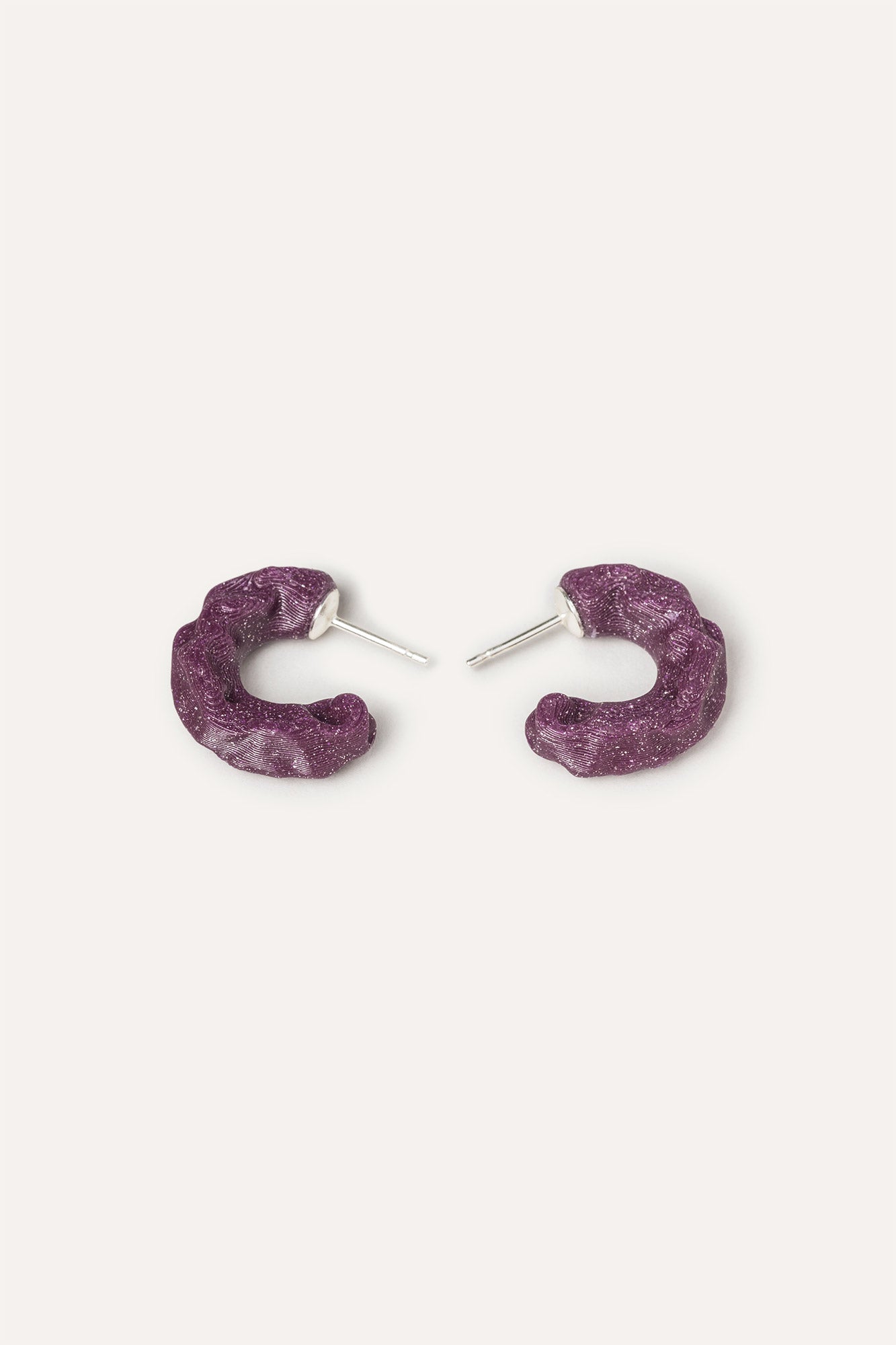 purple organic vegan earrings 3d printed