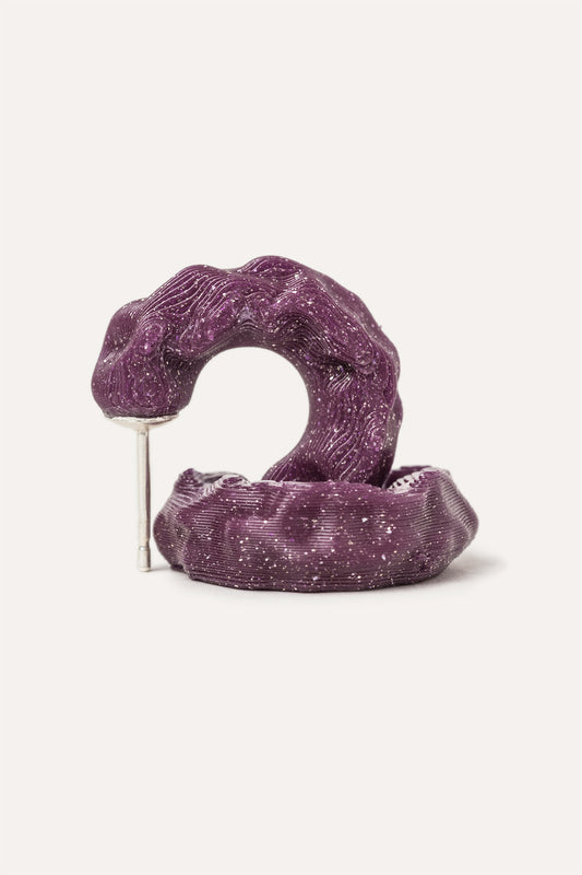 Purple organic vegan earrings 3d printed detail