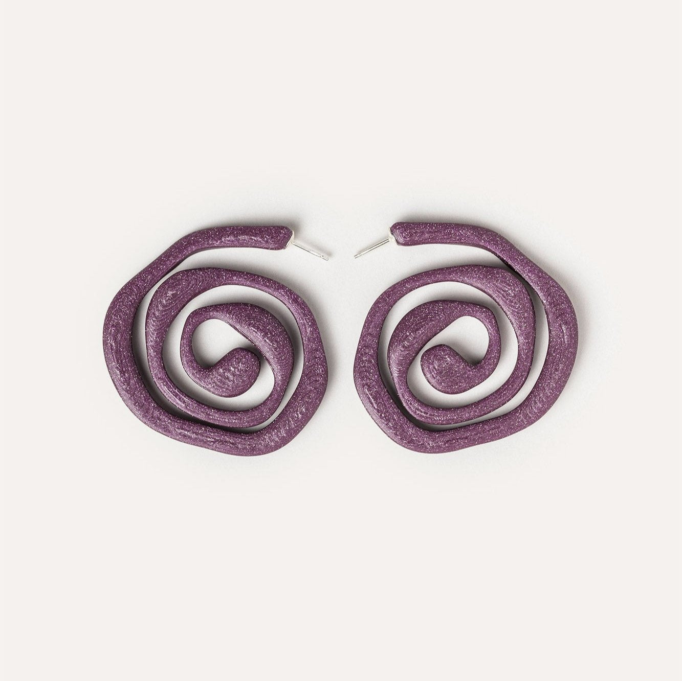 Purple spiral vegan earrings 3D