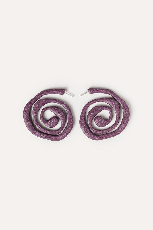 Purple spiral vegan earrings 3D