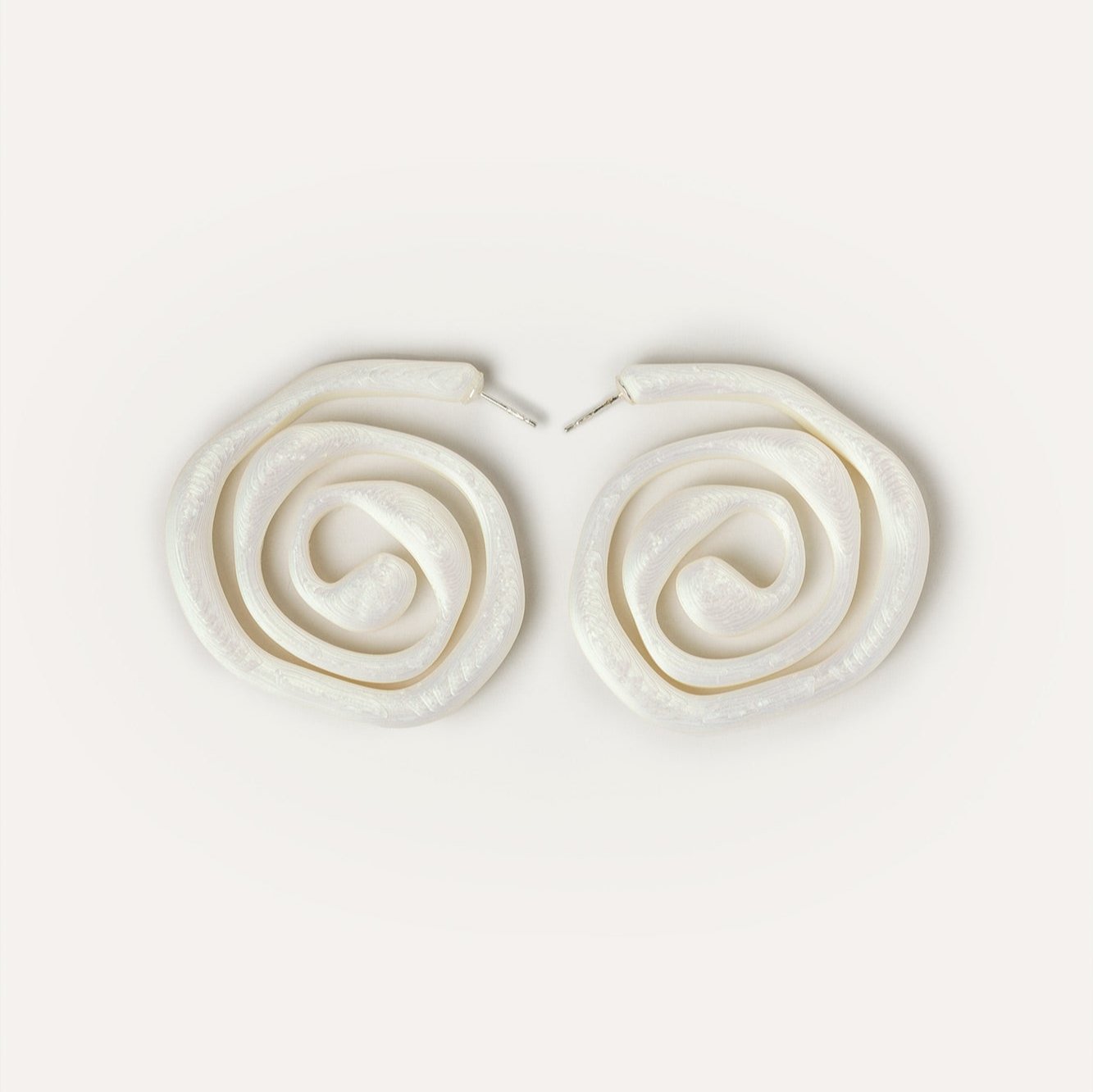 White spiral vegan earrings 3D