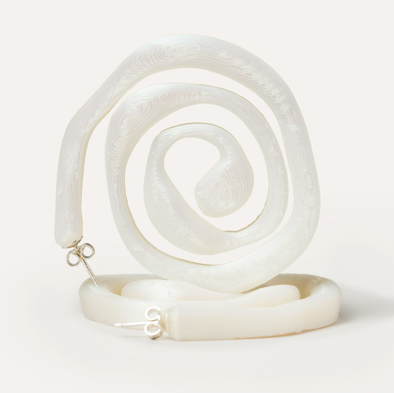 White spiral vegan earrings 3D