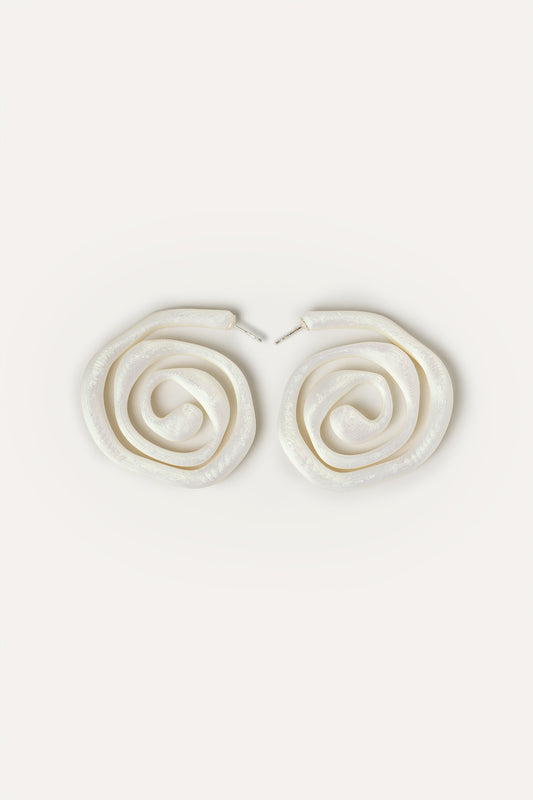 White spiral vegan earrings 3D