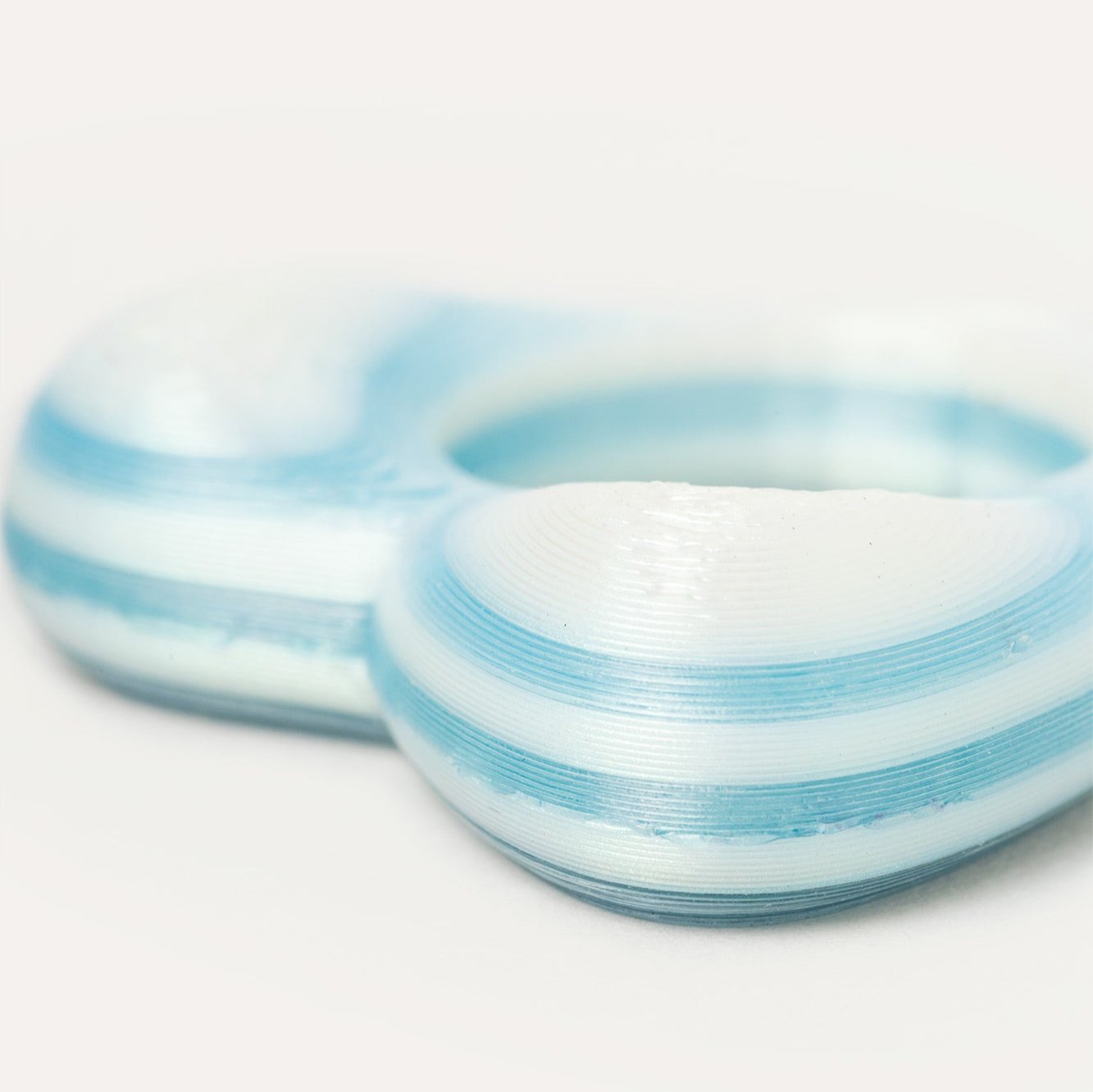 White Blue Heart Vegan Ring 3D