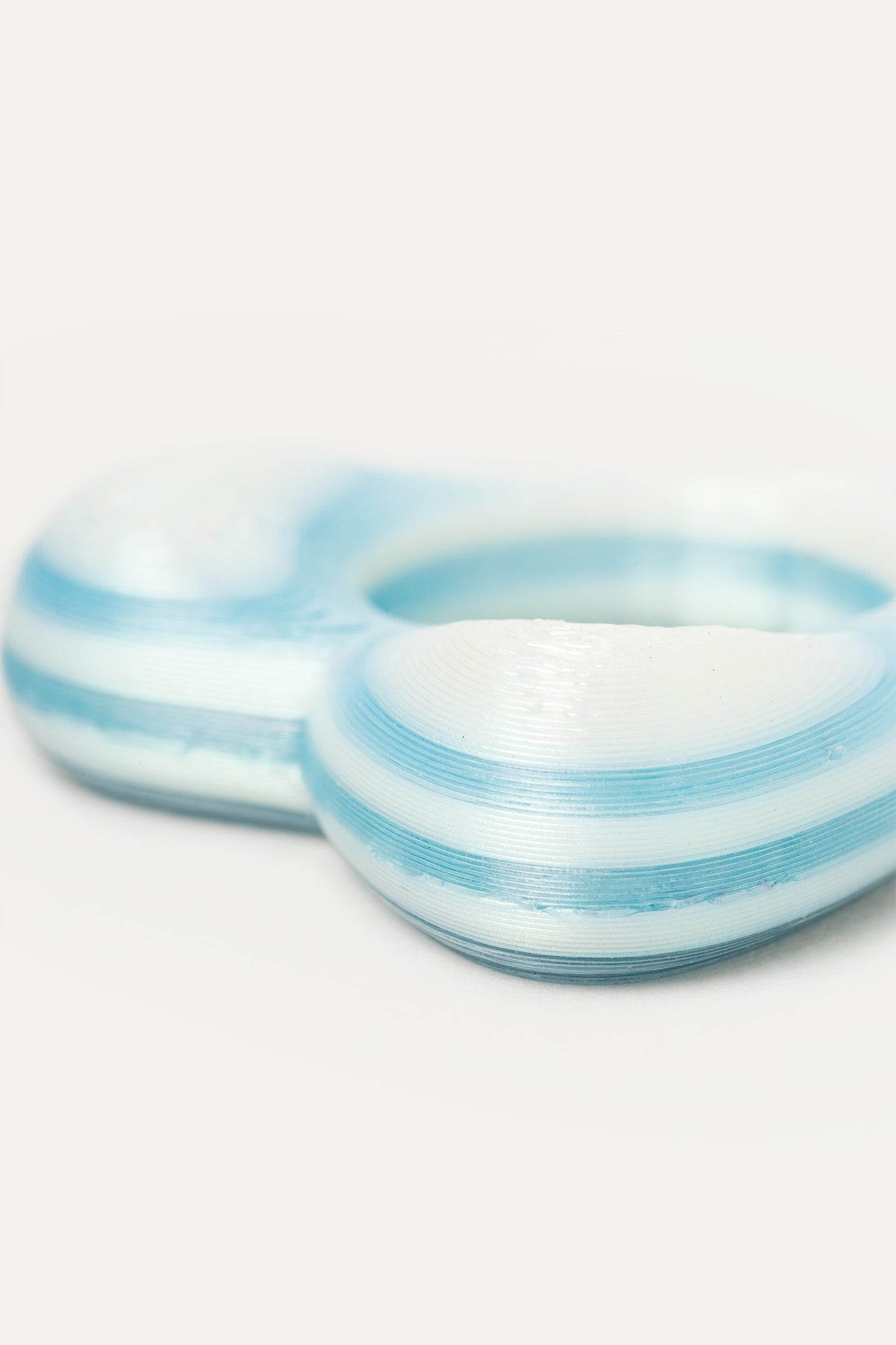 White Blue Heart Vegan Ring 3D