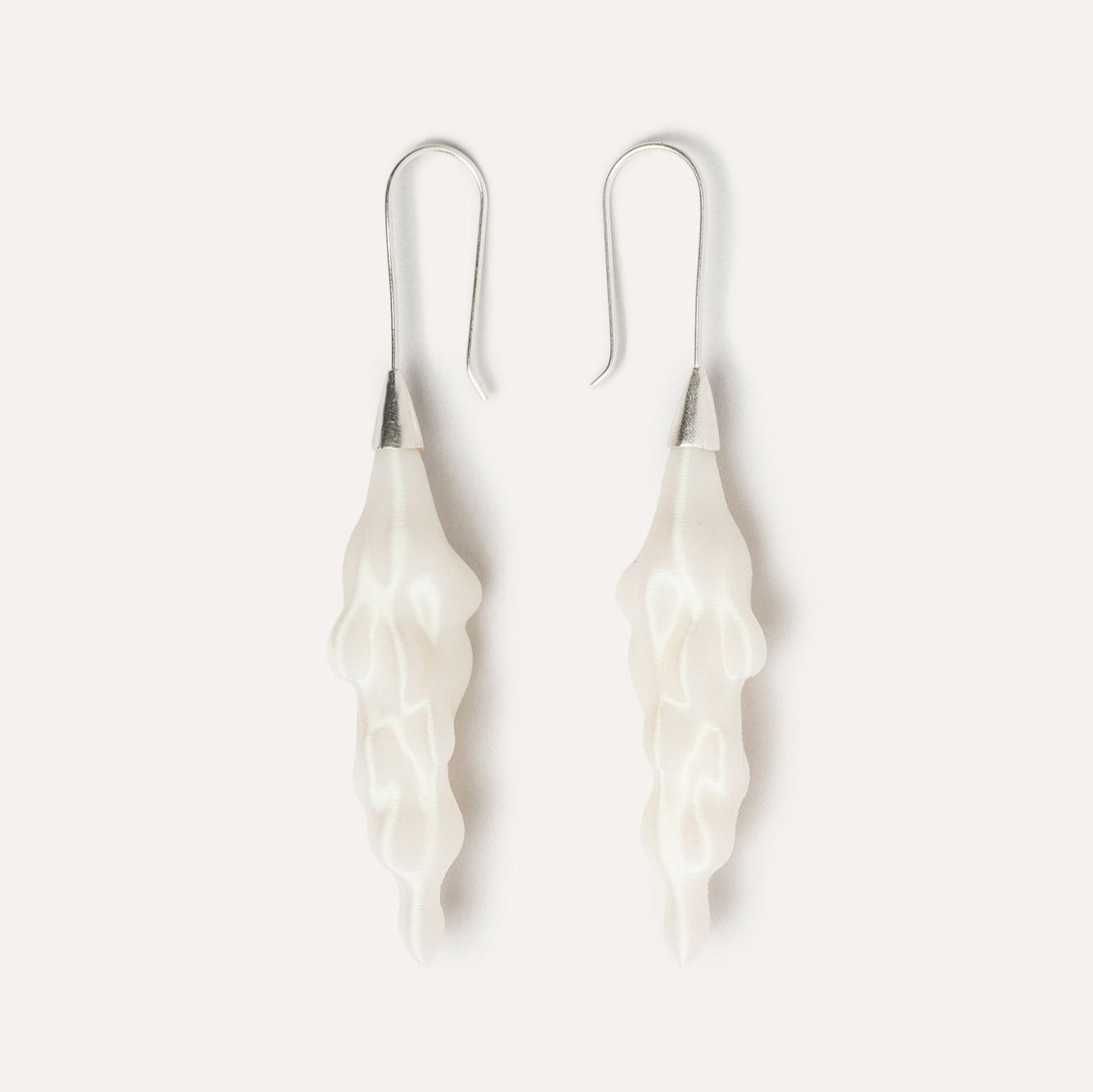 White Organic Large Vegan Earrings 3D