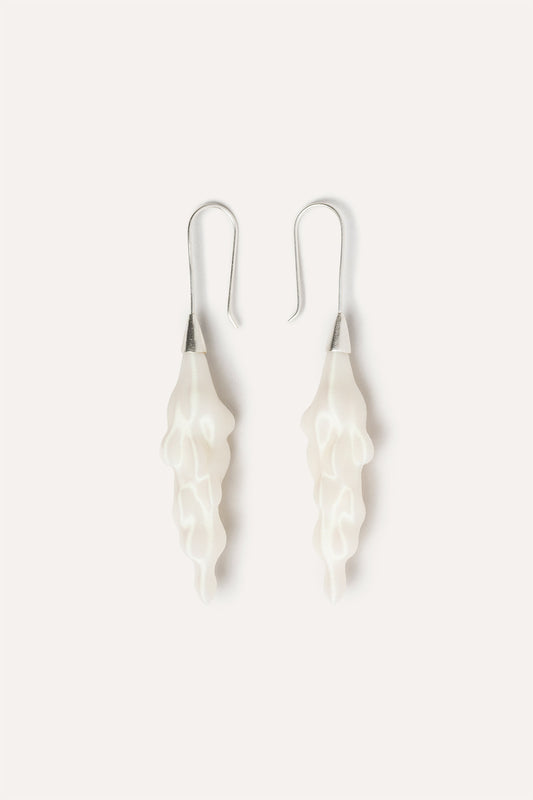 White Organic Large Vegan Earrings 3D