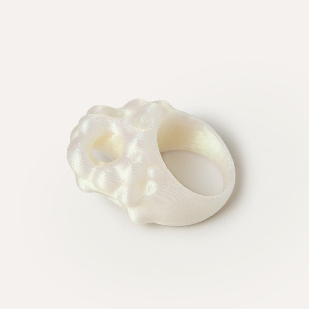 White Sea Hole Organic Vegan Ring 3D