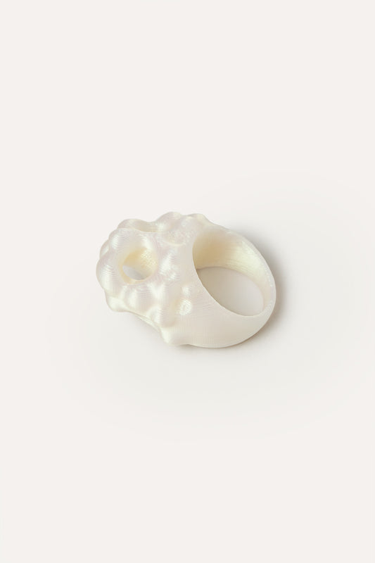 White Sea Hole Organic Vegan Ring 3D