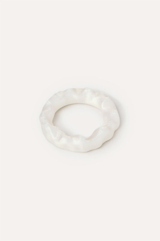 White thin vegan ring 3d printed