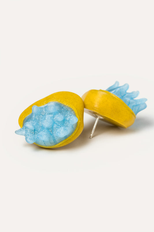 yellow blue sea vegan earrings 