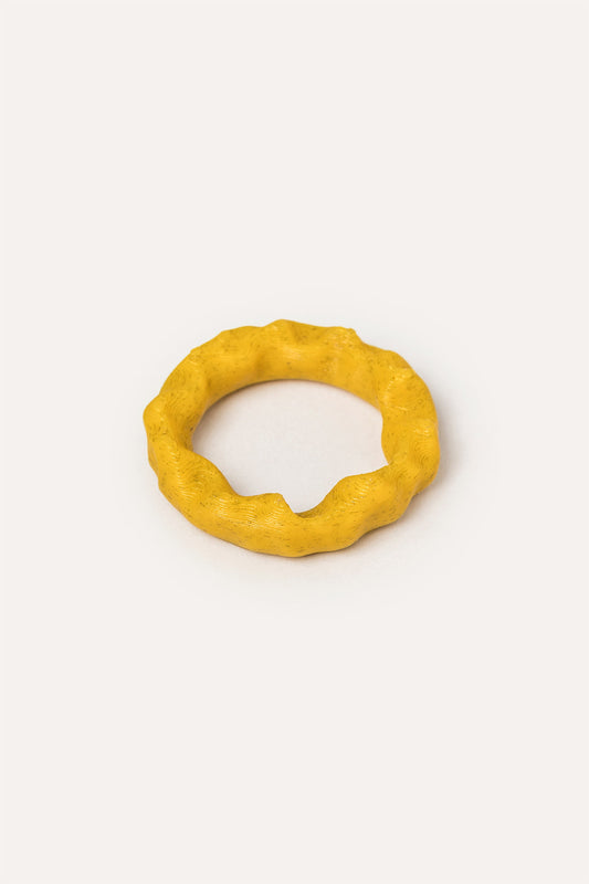 Yellow organic thin vegan ring 3d printed